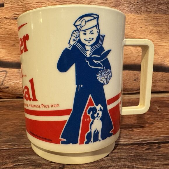 Vtg 1980s Cracker Jack Cereal Mug Cup Ralston Sailor Jack Bingo Advertising - Picture 3 of 8